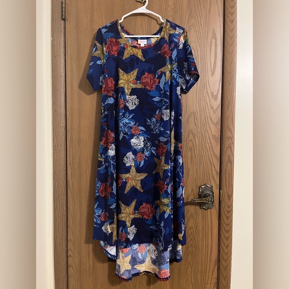 LuLaRoe Blue Floral Star High Low Dress